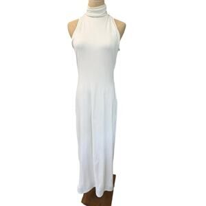 "BUMPSUIT" Women's Cream Bodycon Dress SZ L Turtleneck Sleeveless Athleisure
